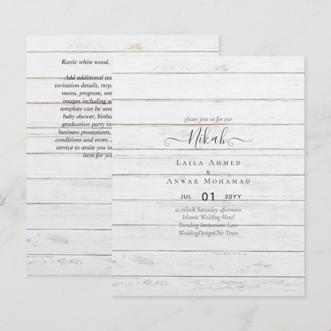 NIKAH - Budget - Invitations de mariage islamique  (Devant / Derrière)