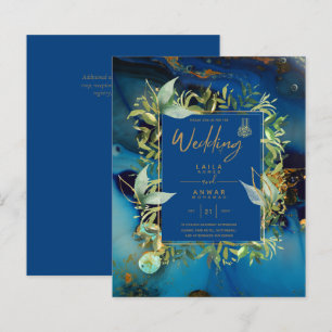 NIKAH - Invitations de mariage islamique d'or bleu