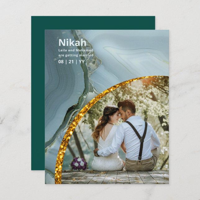 NIKAH - Mariage Budget Agate Gold Turquoise PHOTO (Devant / Derrière)