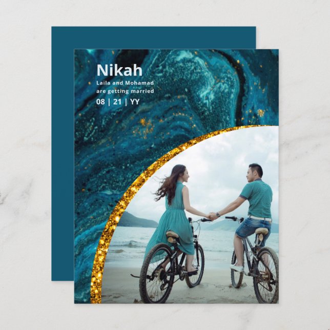 NIKAH - Mariage Budget Agate Gold Turquoise PHOTO (Devant / Derrière)