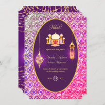 NIKAH - Mosquée ornée Faire-part de mariage violet