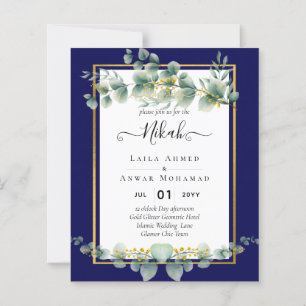 NIKAH NAVY BLUE GOLD Green Eucalyptus Mariage