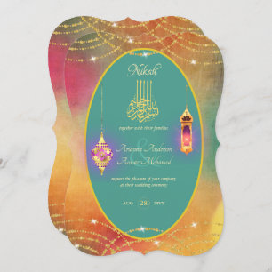 NIKAH - Ornat Islamic Gold Faire-part de mariage