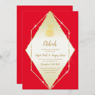 Nikah Red Gold Islam Motif Mariage Invitation