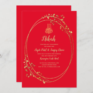 Nikah Red Gold Islam Motif Mariage Invitation