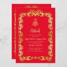 Nikah Red Gold Islam Motif Mariage Invitation