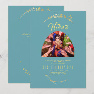 NIKAH Turquoise Gold PHOTO Faire-part de mariage i