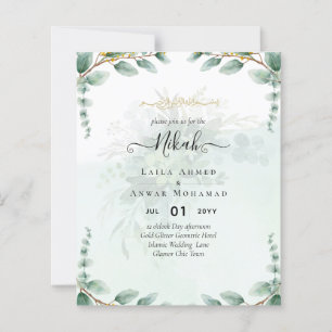 NIKAH Verdure Mariage Invitations Or moderne