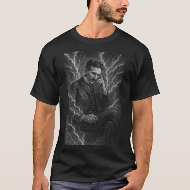 Nikola Tesla - Le T-shirt de l'esprit électrique (Devant)