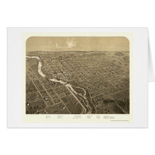 Niles, carte panoramique de MI - 1868 (Devant horizontal)