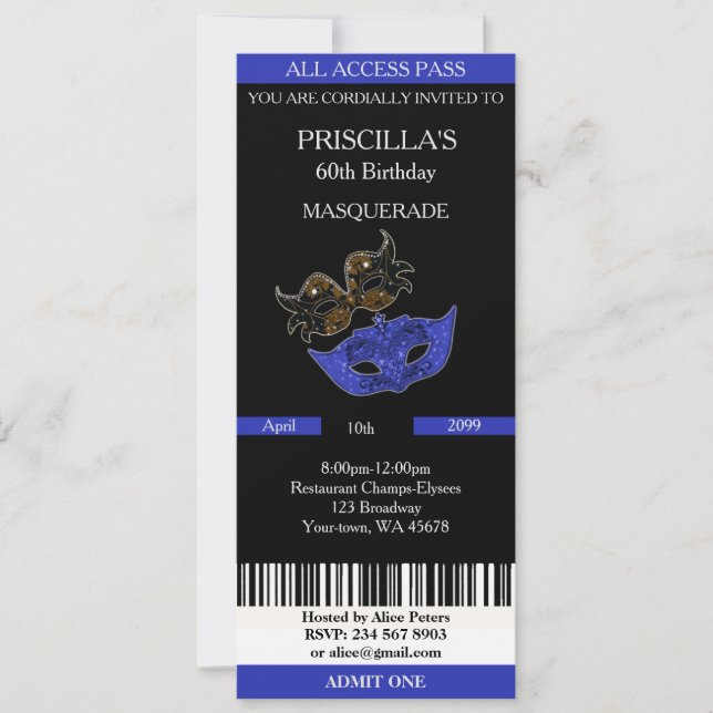 n'importe quel âge, 60e, Invitation billet Anniver (Devant)