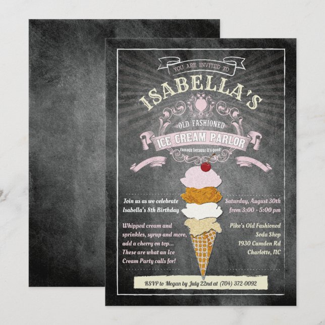 N'IMPORTE QUEL ÂGE - Ice Cream Parlor Invitation d (Devant / Derrière)