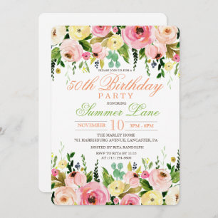 N'IMPORTE QUEL ÂGE - Invitation Florale Anniversai