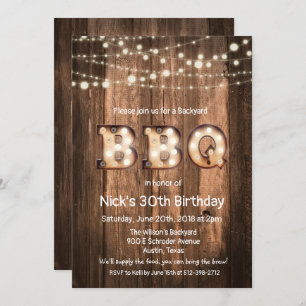 N'IMPORTE QUEL ÂGE - Rustique barbecue Invitation