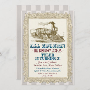 N'IMPORTE QUEL ÂGE - Train Vintage Invitation d'an