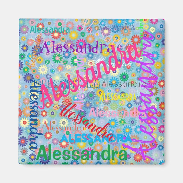 N'importe quel nom Collage avec aimant Fleurs (Devant)