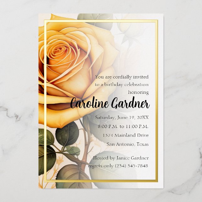 N'Importe Quel Numéro Anniversaire Invitation Rose (Recto)