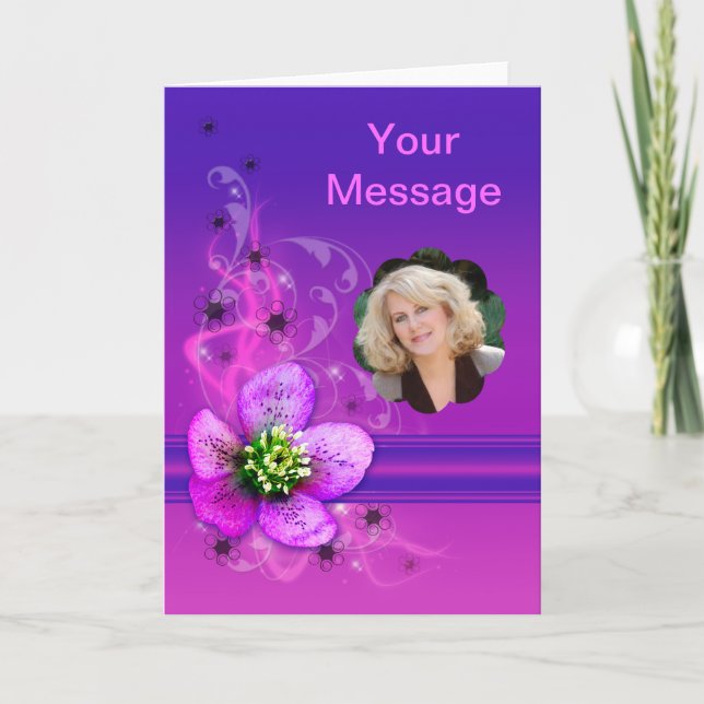 N'importe quelle carte d'occassion avec des fleurs (Devant)
