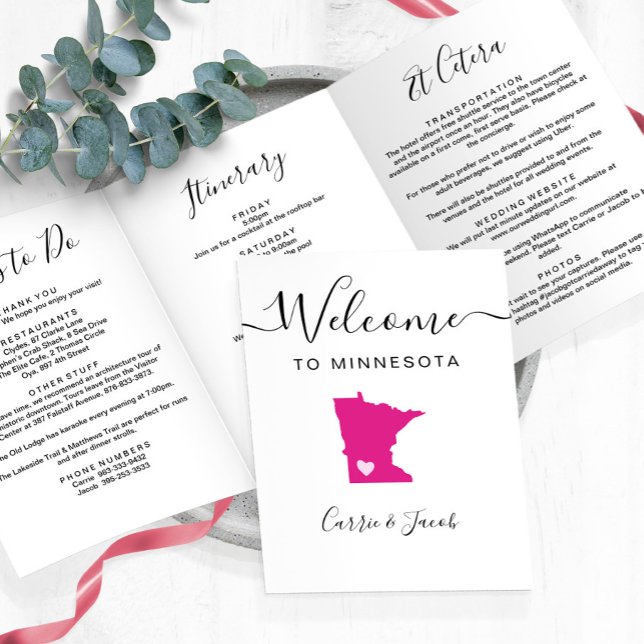 N'importe quelle couleur Minnesota Carte Mariage B (Minnesota wedding welcome letter & itinerary)