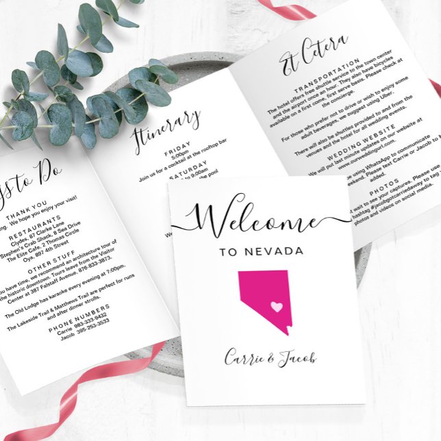 N'importe quelle couleur Nevada Carte Mariage Bien (Nevada Wedding Welcome Letter)