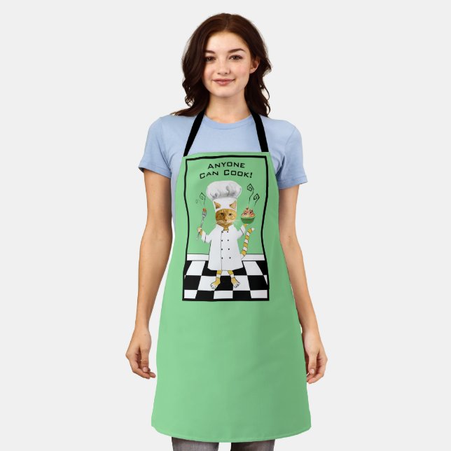 N'Importe Qui Peut Cuisiner ! Tablier Vert Kitty ( (Porté)