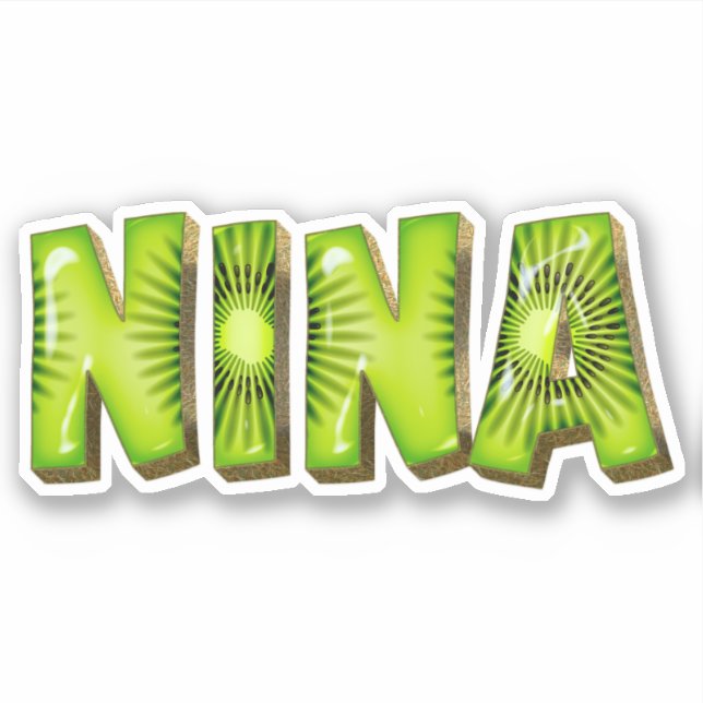 Nina Nom Kiwi Design Autocollant Sticker (Devant)