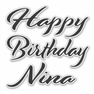 Nina prénom nom autocollant noir anniversaire