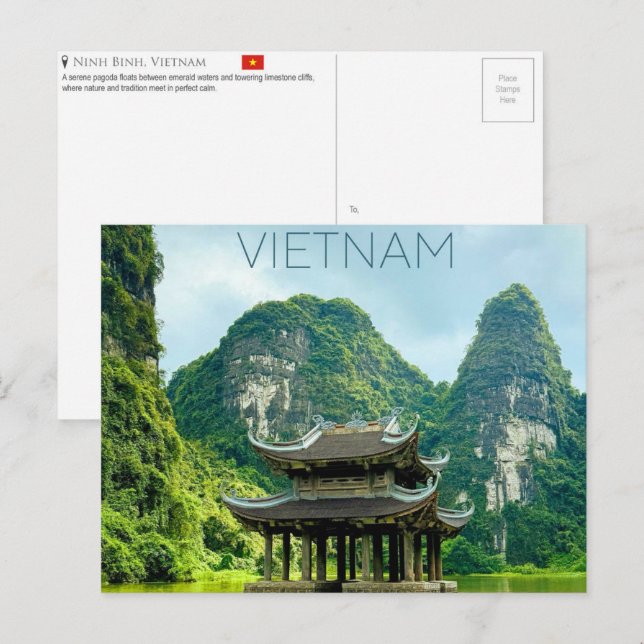 Ninh Binh, carte postale de voyage au Vietnam (Devant / Derrière)