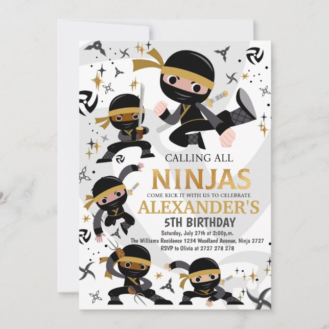 Ninja Anniversaire Fête Invitation Karate Party Go (Devant)