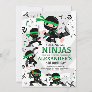 Ninja Anniversaire Fête Invitation Karate Party Gr