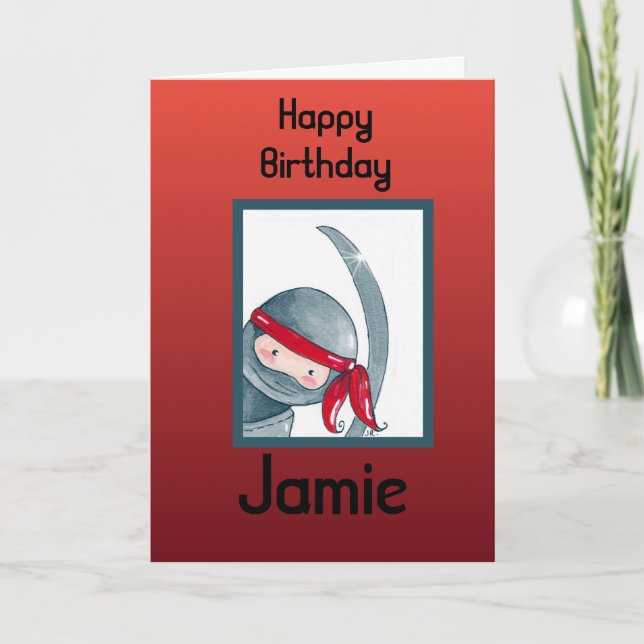 Ninja Aquarelle, Carte d'anniversaire (Devant)