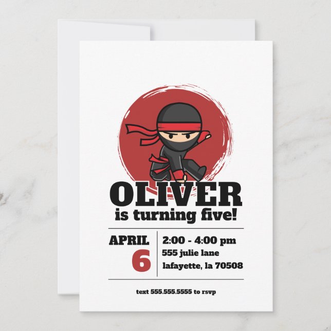 Ninja Birthday Party Invitation (Devant)