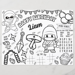 Ninja Coloriage Set de table Guerrier activité de 