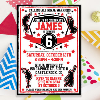 Ninja Guerrier Invitation d'anniversaire / Parkour