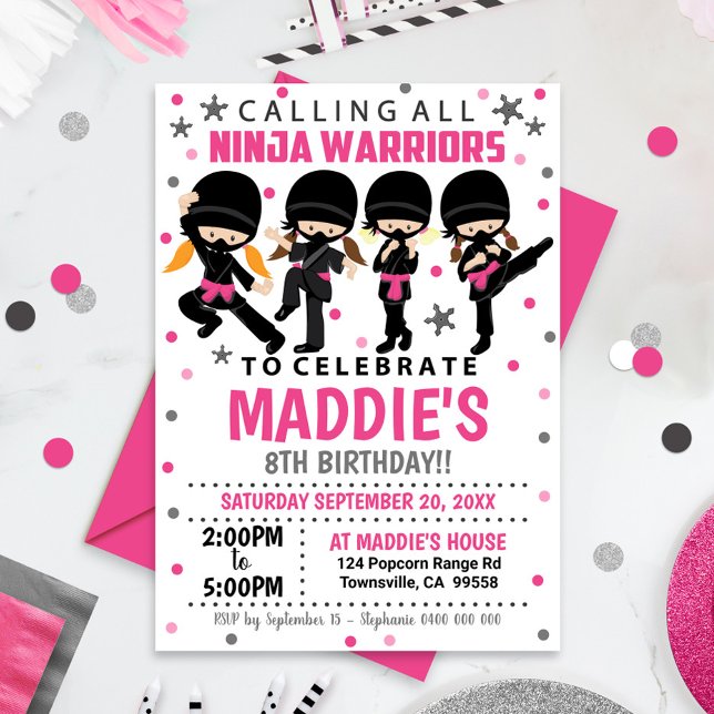Ninja Invitation Anniversaire Fille Ninja (Créateur téléchargé)