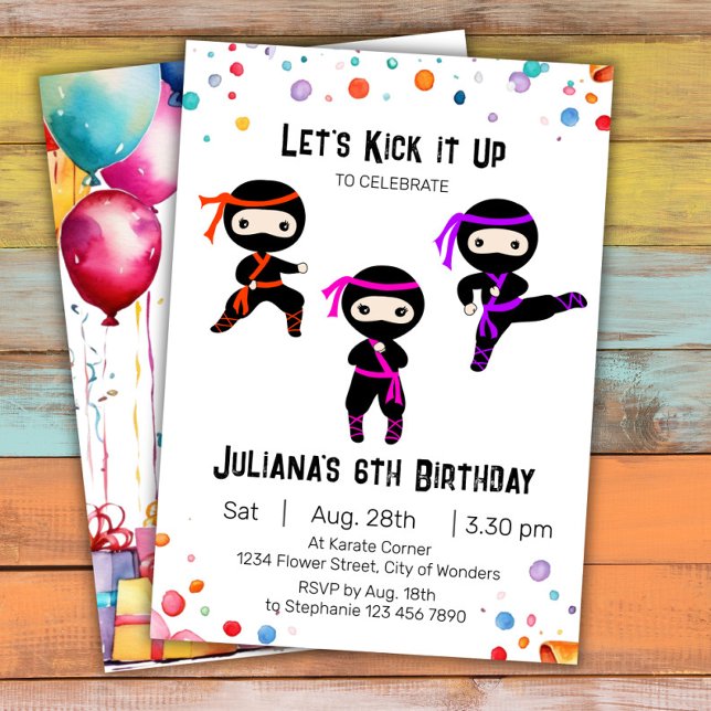 Ninja Invitation anniversaire - Filles Ninja Party (Créateur téléchargé)