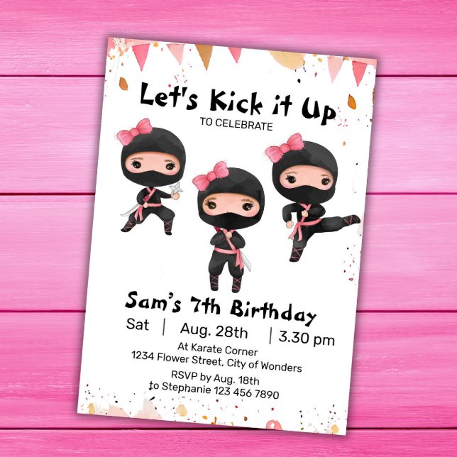 Ninja Invitation anniversaire - Ninja Girl Party (Créateur téléchargé)