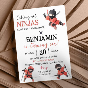 Ninja Invitation anniversaire Ninja Party