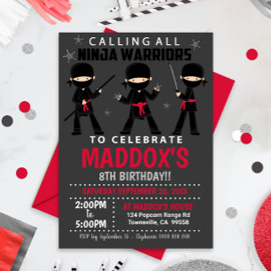 Ninja Invitation Anniversaire Red Ninja