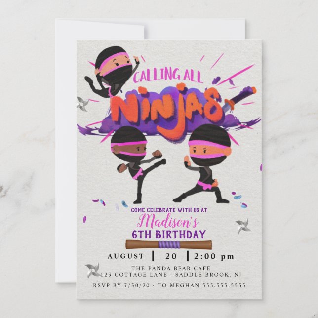 Ninja Invitation d'anniversaire (Devant)