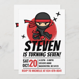 Ninja Invitation d'anniversaire, Ninja Invitation 