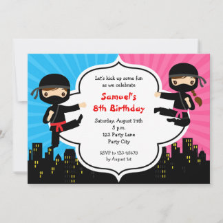 Ninja Invitations Anniversaire Garçon Girl Twins S