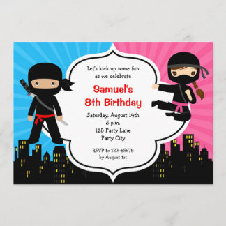 Ninja Invitations Anniversaire (Garçon Jumelles Ju