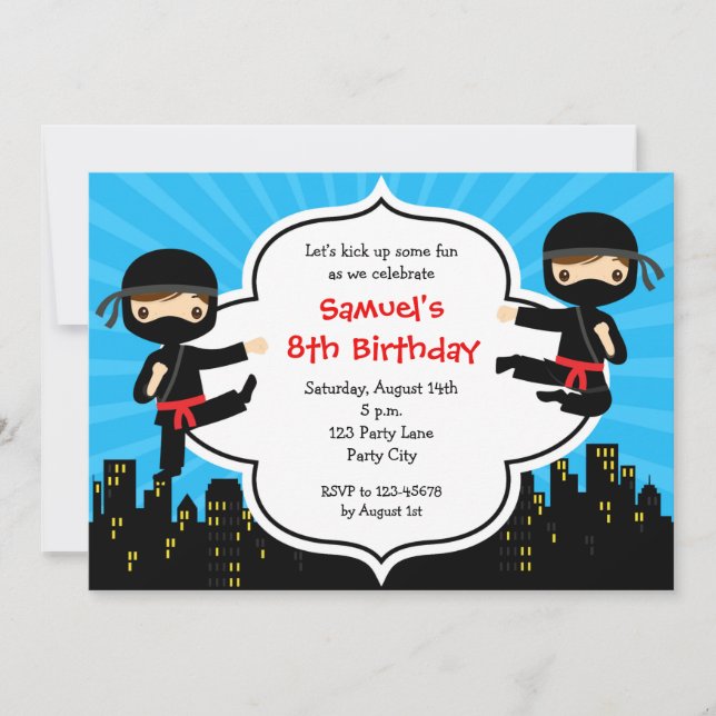 Ninja Invitations d'anniversaire (Garçons) (Devant)