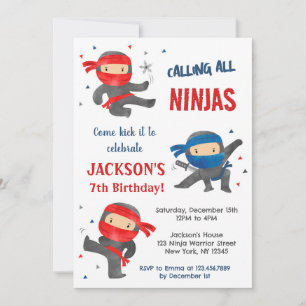 Ninja Karate Anniversaire Fête Invitations