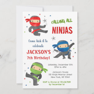 Ninja Warrior Karate Invitations de fête d'anniver