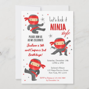Ninja Warrior Karate Invitations de fête d'anniver