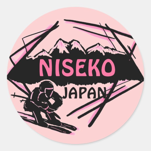 Niseko Japon logo rose ski art autocollants (Devant)