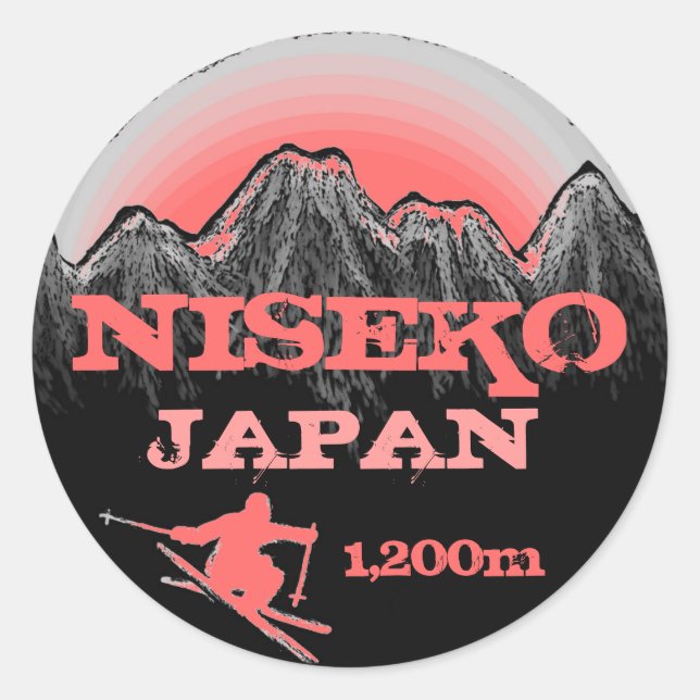 Niseko Japon stickers art ski rose (Devant)