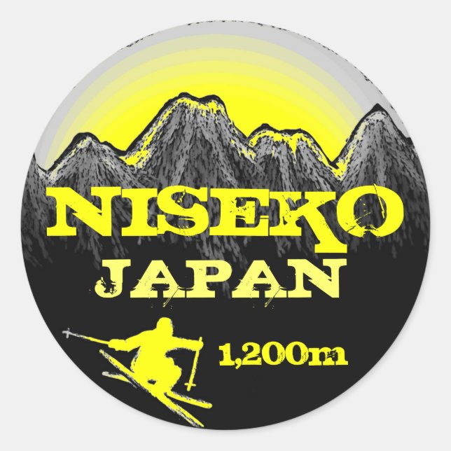 Niseko Japon stickers d'art de ski jaune (Devant)